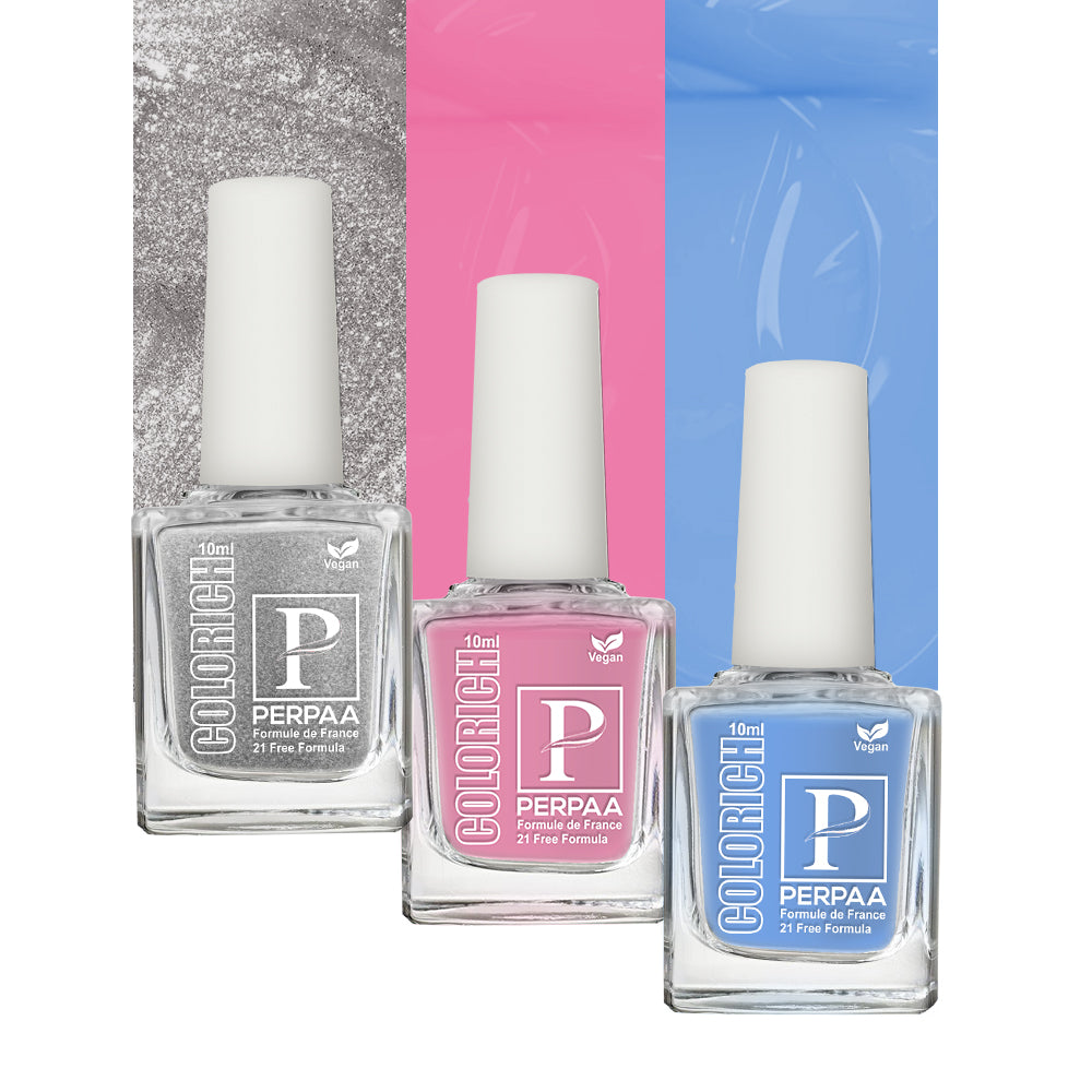 PERPAA Colorich Vegan Gel Nail Polish Combo Of 3 Nail Enamel Chip Resistant, Seaweed Enriched Formula, Long Lasting and Toxic Free| 10ml Each