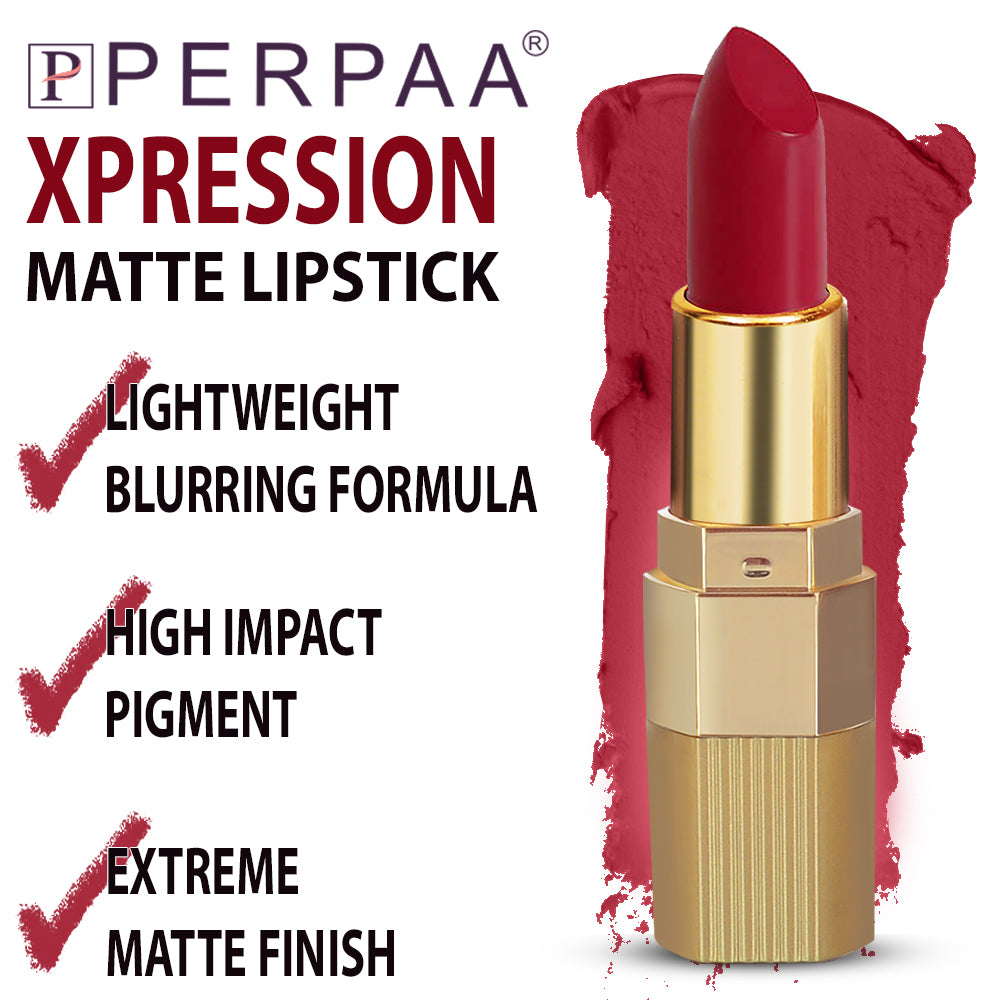 PERPAA® Xpression Matte Lipstick Waterproof Enriched with Vitamin E One Stroke Application