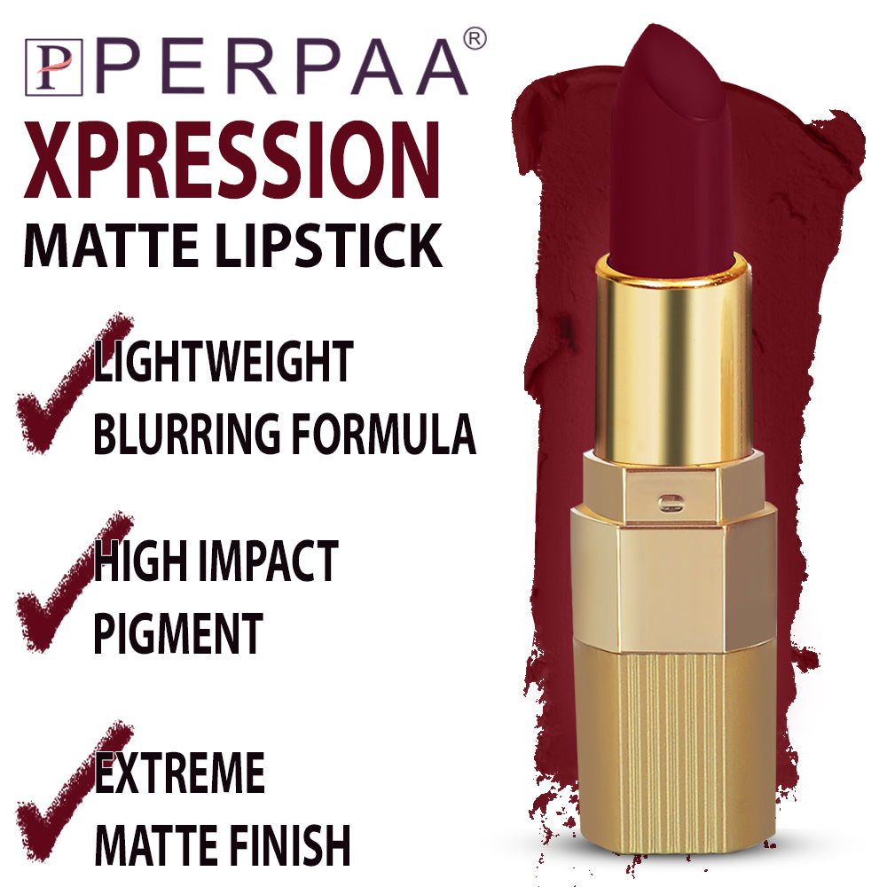 PERPAA® Xpression Matte Lipstick Waterproof Enriched with Vitamin E One Stroke Application