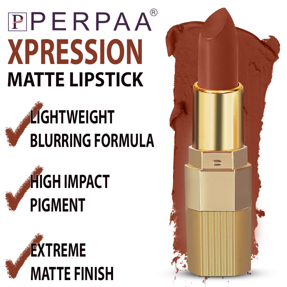 PERPAA® Xpression Matte Lipstick Waterproof Enriched with Vitamin E One Stroke Application