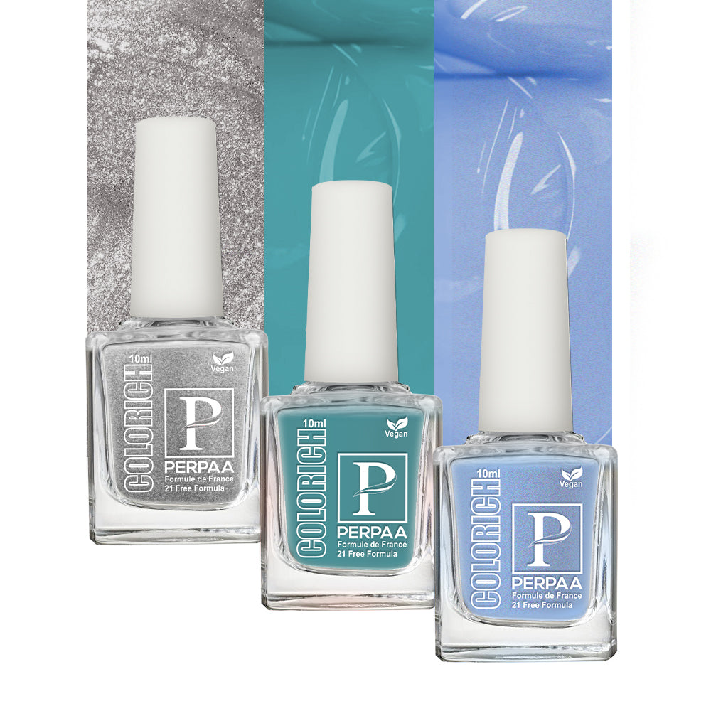 PERPAA Colorich Vegan Gel Nail Polish Combo Of 3 Nail Enamel Chip Resistant, Seaweed Enriched Formula, Long Lasting and Toxic Free| 10ml Each