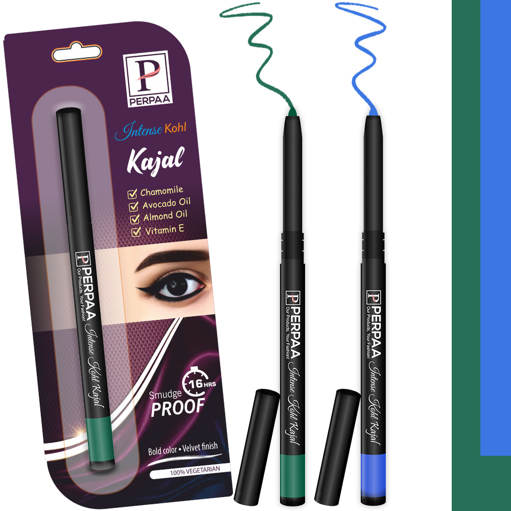 PERPAA Kajal Pack of 2 - Dual Color Long-Lasting Eye Kajal Combo