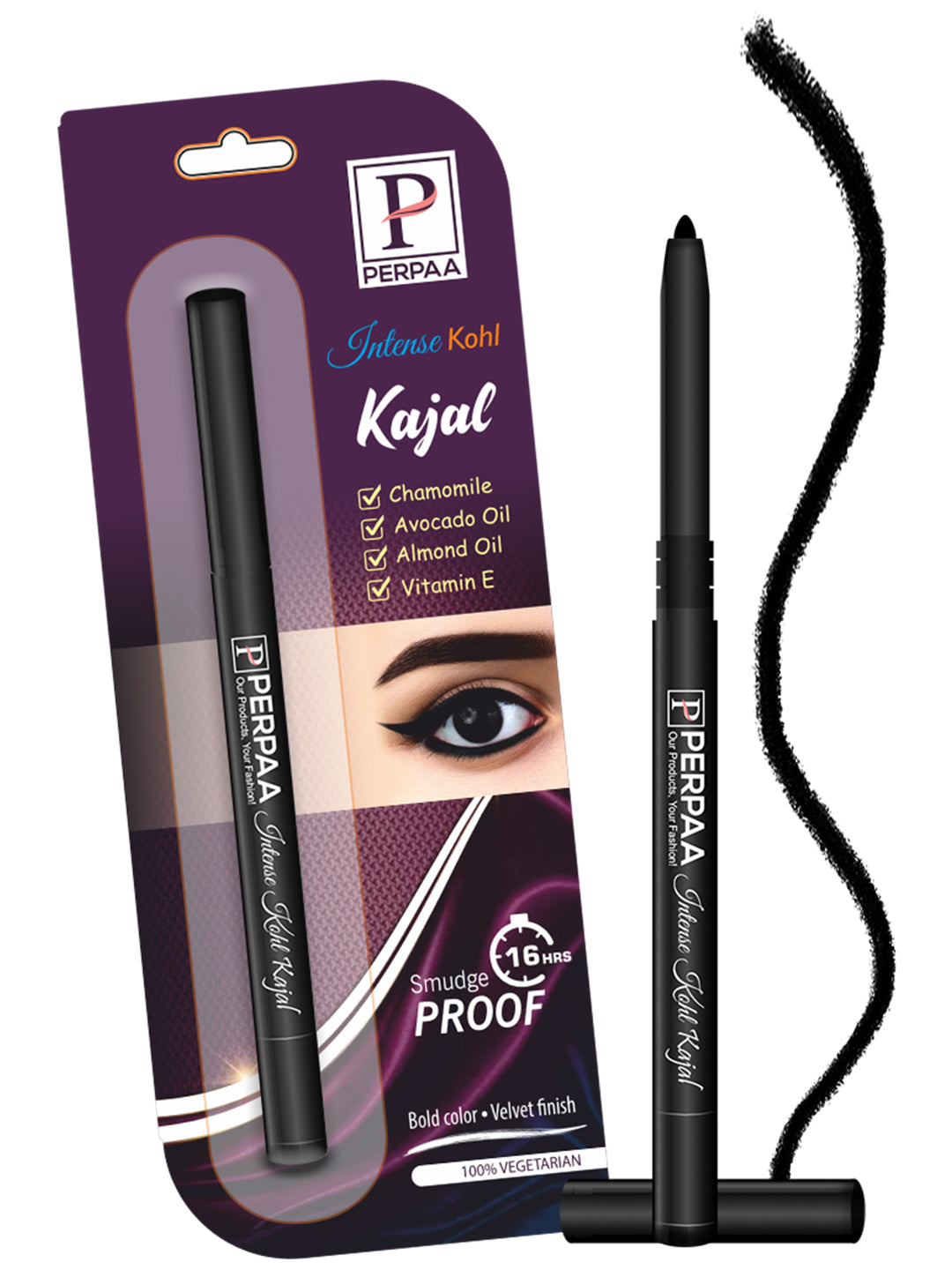 PERPAA Color Kajal - 0.30g | Highly Pigmented Kohl Combo Of 2 Matte/Metallic Finish, Single Stroke Glide, Water Proof, Smudge Proof, Almond Oil Enriched