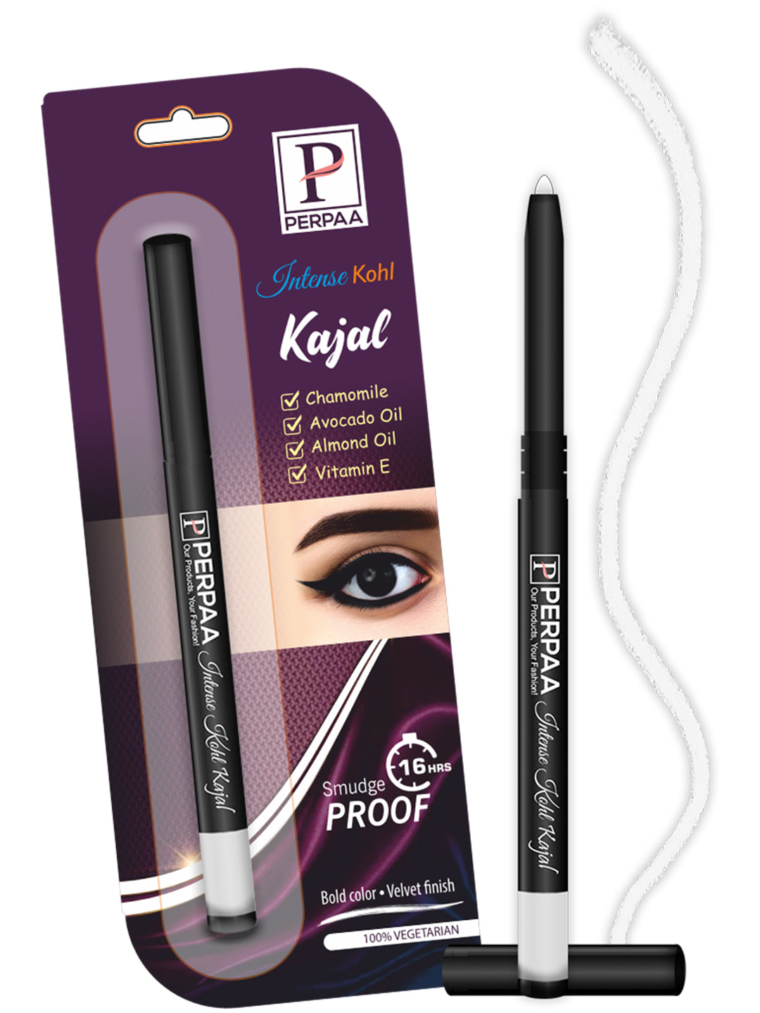 PERPAA Color Kajal - 0.30g | Highly Pigmented Kohl Combo Of 2 Matte/Metallic Finish, Single Stroke Glide, Water Proof, Smudge Proof, Almond Oil Enriched