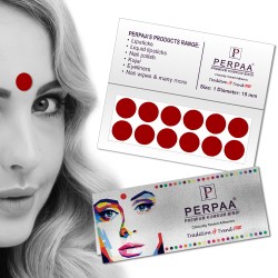 PERPAA Premium Velvet Sticker Kumkum Bindi Box of 15 Flaps - Pottu for Women,Ladies, Girls (Size1, Diameter 15mm, Light Maroon)