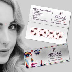 PERPAA Premium Velvet Sticker Kumkum Bindi Box of 15 Flaps - Pottu for Women, Ladies, Girls (Size11, Diameter 1.5mm, Light Maroon)