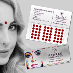 PERPAA Premium Velvet Sticker Kumkum Bindi Box of 15 Flaps - Pottu for Women, Ladies, Girls Pack of 2 (Size 4, Diameter 8mm, Light Maroon)