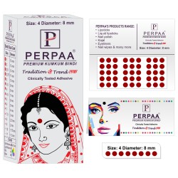 PERPAA Premium Velvet Sticker Kumkum Bindi Box of 15 Flaps - Pottu for Women, Ladies, Girls (Size4, Diameter 8mm, Light Maroon)