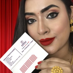 PERPAA Premium Velvet Sticker Kumkum Bindi Box of 15 Flaps - Pottu for Women,Ladies, Girls (Size 10, Diameter 1.75mm, Red)