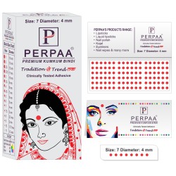 PERPAA Premium Velvet Sticker Kumkum Bindi Box of 15 Flaps - Pottu for Women,Ladies, Girls (Size 7, Diameter 4mm, Red)