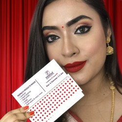 PERPAA Premium Velvet Sticker Kumkum Bindi Box of 15 Flaps - Pottu for Women,Ladies, Girls (Size 8, Diameter 2.5mm, Red)