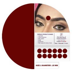PERPAA Premium Velvet Sticker Kumkum Bindi Box of 15 Flaps - Pottu for Women, Ladies, Girls Pack of 2 (Size 1, Diameter 15mm, Dark Maroon)