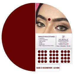 PERPAA Premium Velvet Sticker Kumkum Bindi Box of 15 Flaps - Pottu for Women,Ladies, Girls (Size 3, Diameter 12mm, Dark Maroon)