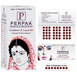PERPAA Premium Velvet Sticker Kumkum Bindi Box of 15 Flaps - Pottu for Women,Ladies, Girls (Size4, Diameter 8mm, Dark Maroon)