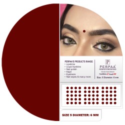 PERPAA Premium Velvet Sticker Kumkum Bindi Box of 15 Flaps - Pottu for Women,Ladies, Girls (Size5, Diameter 6mm, Dark Maroon)