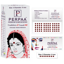 PERPAA Premium Velvet Sticker Kumkum Bindi Box of 15 Flaps - Pottu for Women,Ladies, Girls (Size5, Diameter 6mm, Dark Maroon)
