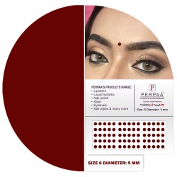 PERPAA Premium Velvet Sticker Kumkum Bindi Box of 15 Flaps - Pottu for Women,Ladies, Girls (Size6, Diameter 5mm, Dark Maroon)