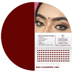 PERPAA Premium Velvet Sticker Kumkum Bindi Box of 15 Flaps - Pottu for Women,Ladies, Girls (Size7.5, Diameter 3mm, Dark Maroon)