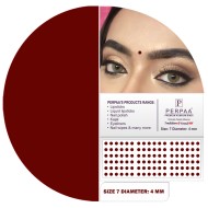 PERPAA Premium Velvet Sticker Kumkum Bindi Box of 15 Flaps - Pottu for Women,Ladies, Girls (Size7, Diameter 4mm, Dark Maroon)