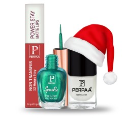 PERPAA Christmas kit for women combo pack of Lipstick Eyeliner Nail polish (01L-03E-115N)