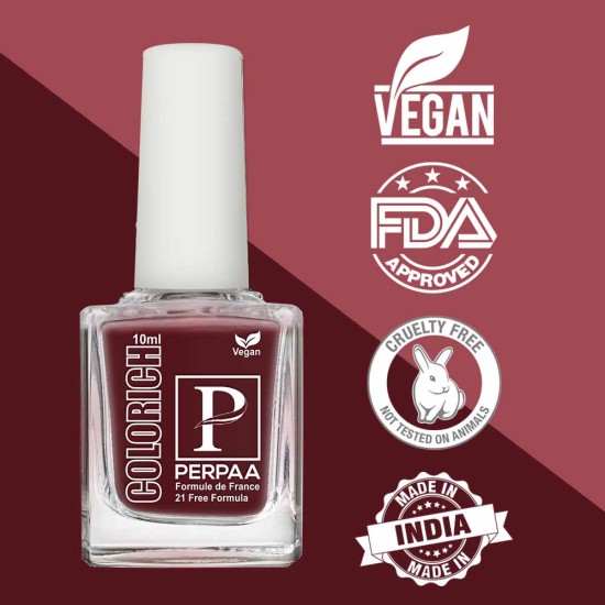 PERPAA colorich Vegan nail polish Quick Dry & Glossy finish| Nail art kit for women 10 ml each combo pack of 2( Silver Bold red)