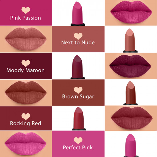 PERPAA® Sensational Matte Lipstick Highly Pigmented with Vitamin E Creamy Matte Lipstick Long Lasting 3.5gm (Moody Maroon)
