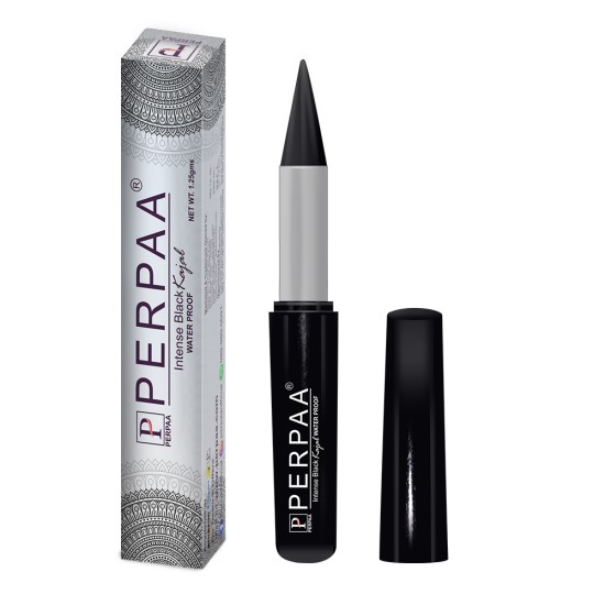PERPAA® Waterproof Intense Black Kajal, 8hrs Long Stay, Smudge proof, Fade proof, Vit E enriched, One Stroke Smooth Glide 