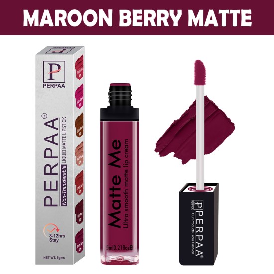 PERPAA® One Stroke Matte Liquid Lipstick 5ml Maroon Berry 