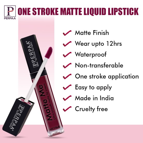 PERPAA® One Stroke Matte Liquid Lipstick 5ml Rich Plum 