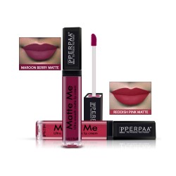 PERPAA® One Stroke Matte Me Liquid Lipstick Pack of 2 (5 ml Each ) Reddish Pink ,Maroon Berry