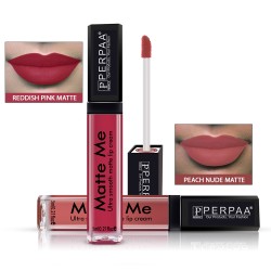 PERPAA® One Stroke Matte Me Liquid Lipstick Pack of 2 (5 ml Each ) Reddish Pink  ,Peach Nude