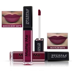 PERPAA® One Stroke Matte Me Liquid Lipstick Pack of 2 (5 ml Each ) Maroon Berry ,Rich plum