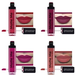 PERPAA® One Stroke Matte Me Liquid Lipstick Pack of 4 (5 ml Each) Reddish Pink ,Maroon Berry ,Hidden Magenta ,Peach Nude