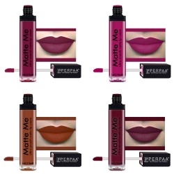PERPAA® One Stroke Matte Me Liquid Lipstick Pack of 4 (5 ml Each) Maroon Berry ,Hidden Magenta ,Brown Wood ,Rich Plum