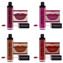 PERPAA® One Stroke Matte Me Liquid Lipstick Pack of 4 (5 ml Each) Maroon Berry ,Hidden Magenta ,Brown Wood ,Bright Red