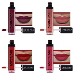 PERPAA® One Stroke Matte Me Liquid Lipstick Pack of 4 (5 ml Each) Rich Plum ,Peach Nude ,Bright Red ,Reddish Pink