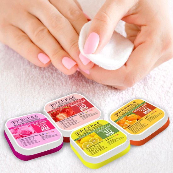 PERPAA® Nail Polish Remover Cotton Pads , Wet Wipes Pack of 1 ppnw_lemon