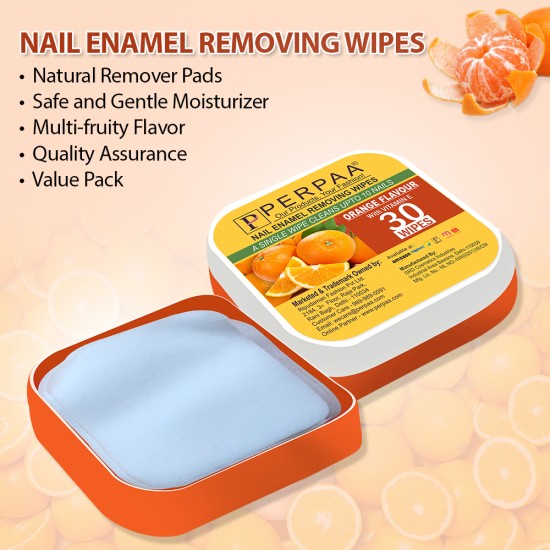 PERPAA® Nail Polish Remover Cotton Pads , Wet Wipes Pack of 1 Orange Crush