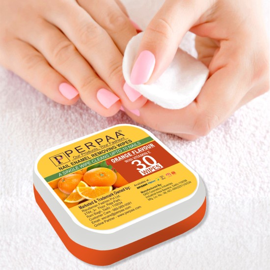 PERPAA® Nail Polish Remover Cotton Pads , Wet Wipes Pack of 1 Orange Crush
