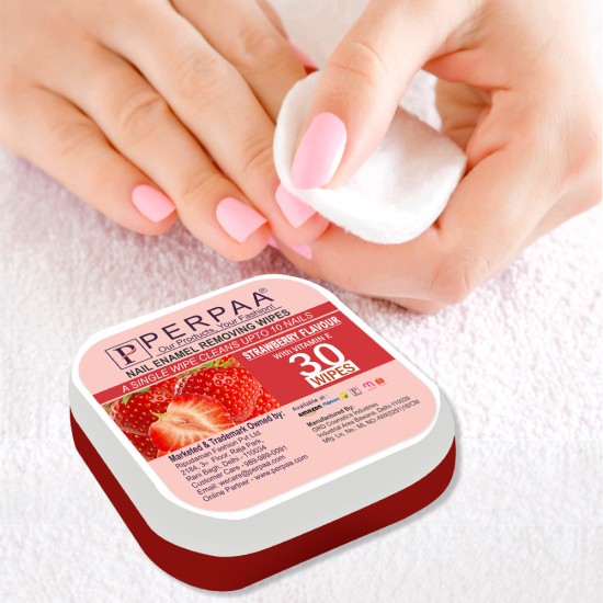PERPAA® Nail Polish Remover Cotton Pads , Wet Wipes (Strawberry, Pack of 1)