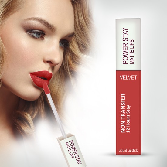 PERPAA® Power Stay Liquid Matte Lipstick - Waterproof (upto 12 hrs Stay) Flirty Red