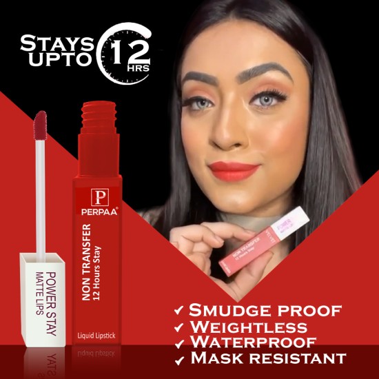 PERPAA® Power Stay Liquid Matte Lipstick - Waterproof Combo of 3 (Upto12 Hrs Stay) Flirty Red, Visionary Nude, Apple Red