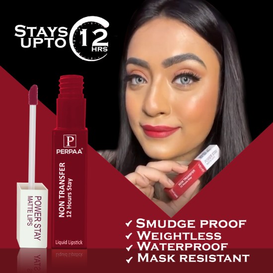 PERPAA® Power Stay Liquid Matte Lipstick - Waterproof Combo of 3 (Upto12 Hrs Stay) Cherry Red , Flirty Red, Apple Red