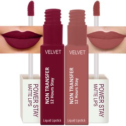 PERPAA® Power Stay Liquid Matte Lipstick - Waterproof Combo of 2 (Upto12 Hrs Stay) Cherry Red, Visionary Nude