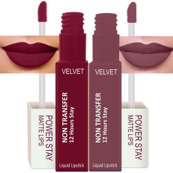 PERPAA® Power Stay Liquid Matte Lipstick - Waterproof Combo of 2 (Upto12 Hrs Stay) Cherry Red , Timeless Mauve