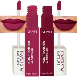PERPAA® Power Stay Liquid Matte Lipstick - Waterproof Combo of 2 (Upto12 Hrs Stay) Pink Prom , Cherry Red