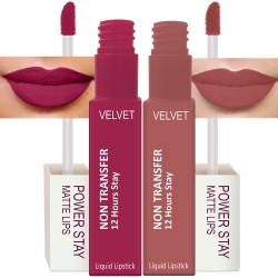 PERPAA® Power Stay Liquid Matte Lipstick - Waterproof Combo of 2 (Upto12 Hrs Stay) Pink Prom ,Visionary Nude