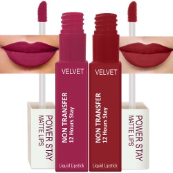 PERPAA® Power Stay Liquid Matte Lipstick - Waterproof Combo of 2 (Upto12 Hrs Stay) Pink Prom , Apple Red