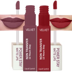PERPAA® Power Stay Liquid Matte Lipstick - Waterproof Combo of 2 (Upto12 Hrs Stay) Timeless Mauve, Apple Red