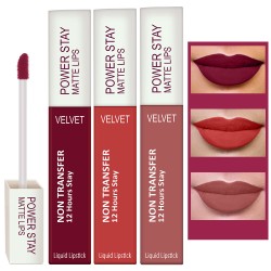 PERPAA® Power Stay Liquid Matte Lipstick - Waterproof Combo of 3 (Upto12 Hrs Stay) Cherry Red , Flirty Red, Visionary Nude